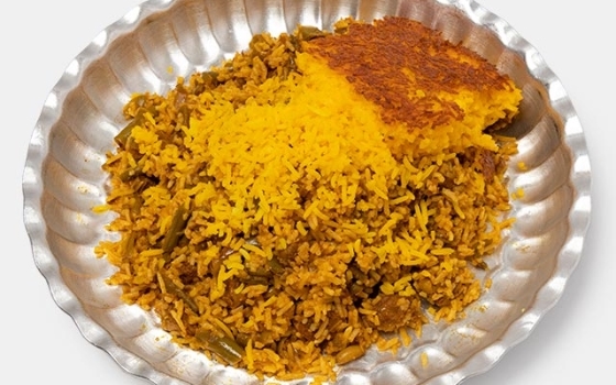 لوبیا پلو با گوشت تکه ای