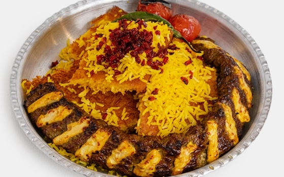 ته چین با کباب لقمه نگین دار