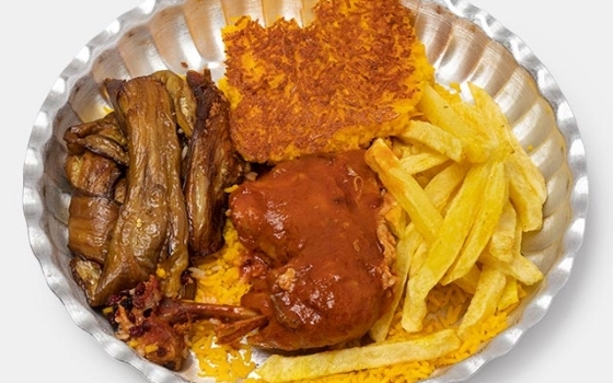 خوراک مرغ و بادمجان