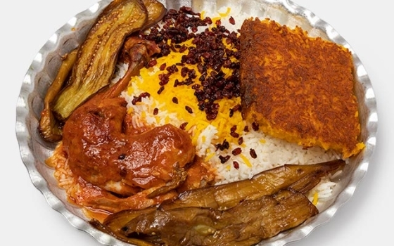چلو مرغ و بادمجان
